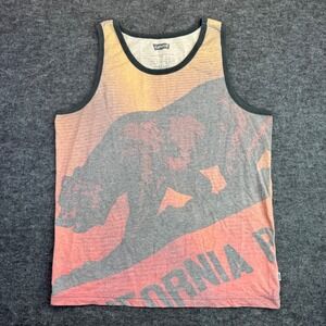 Levi's Tank Top Mens Small Gray Orange California Republic Bear Graphic